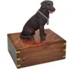 Chocolate Labrador retriever dog figurine cremation urn