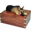 German Shepherd dog figurine cremation urn