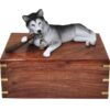 Husky dog figurine cremation memorial urn