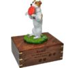 Jack Russell Terrier dog figurine cremation memorial urn, engraved wood