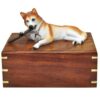 Red husky dog figurine cremation memorial urn