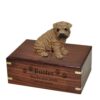 Shar Pei dog figurine cremation memorial urn, engraved wood