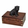 Shar Pei dog figurine cremation memorial urn, engraved wood