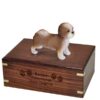 Shih Tzu, puppy cut dog figurine cremation memorial urn, engraved wood