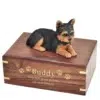 Yorkshire Terrier yorkie dog figurine cremation memorial urn, engraved wood, golf fill