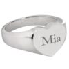 Bold Heart Memorial Cremation Ring, block engraving, sterling silver