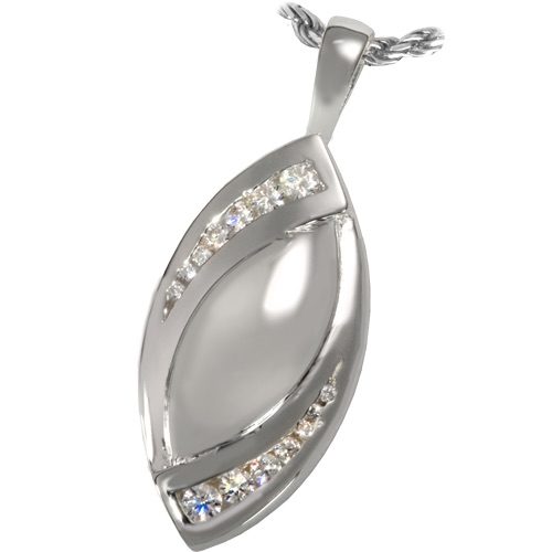 Double Tear Stone cremation memorial pendant, sterling silver 3195