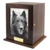 Large wood photo urn with free engraving, black & white photo