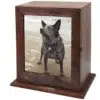 Medium wood photo urn, color photo