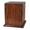 Rosewood wood cremation urn with photo holder, back