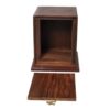 Rosewood wood cremation urn with photo holder, black & white dog photo, back open
