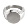 Premium Stainless Steel Round Cremation Ring memorial jewelry, front view 2