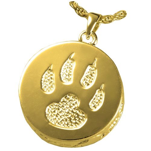 Cat Paw Memorial cremation pendant, 14k gold plated