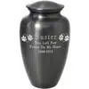 Classic gray cremation urn, brass, large size, engraved with clip art