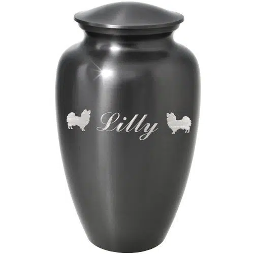 Classic gray cremation urn, brass, large size, engraved