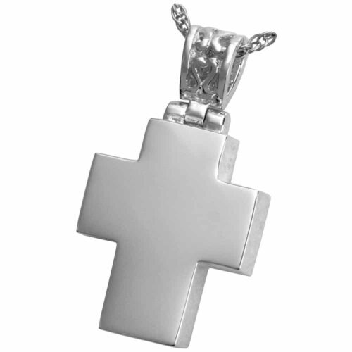 Cross with filigree bail memorial cremation pendant, sterling silver