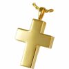 Medium Cross memorial cremation pendant, gold plate