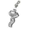 Ribboned heart memorial cremation pendant, open