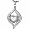 Teardrop Ribbon Heart memorial cremation pendant, silver, engraved