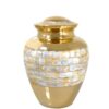 Mother of pearl brass cremation urn, medium