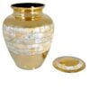 Mother of pearl brass cremation urn, large