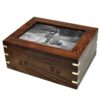 Rosewood pet cremation photo urn with corner inlays