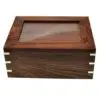 Rosewood pet cremation photo urn with corner inlays