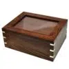 Rosewood pet cremation photo urn with corner inlays