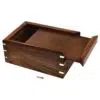 Rosewood pet cremation photo urn with corner inlays bottom open