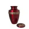 Traditional vase urn for pet ashes, red scarlet