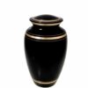 Traditional vase urn for pet ashes, black with gold trim