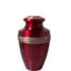 Traditional vase urn for pet ashes, scarlet red color