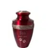 Traditional vase urn for pet ashes, scarlet red color, pet engraving