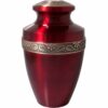 Traditional vase urn for pet ashes, scarlet red color
