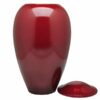 Traditional brass vase pet memorial urn, red color, open