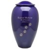 Traditional brass vase pet memorial urn, purple color, engraved