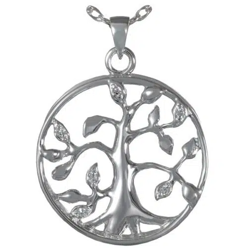 Tree Of Life memorial cremation pendant, sterling silver