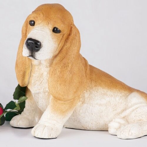 Basset Hound pet dog cremation urn figurine