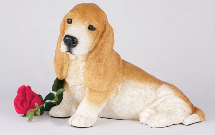 Basset Hound pet dog cremation urn figurine