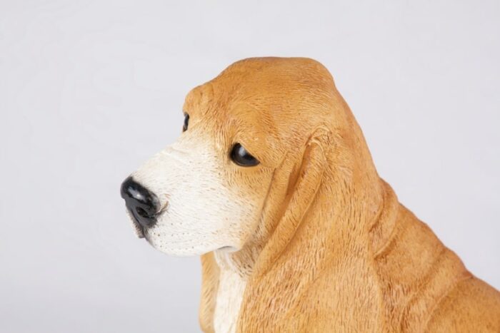 Basset Hound pet dog cremation urn figurine, face