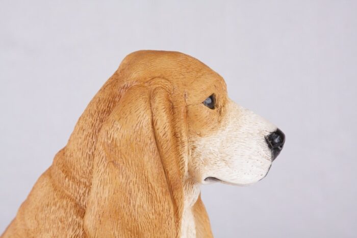 Basset Hound pet dog cremation urn figurine, face