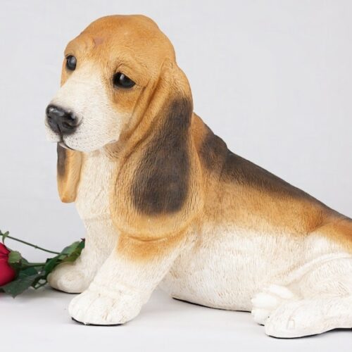 Basset Hound pet dog cremation urn figurine