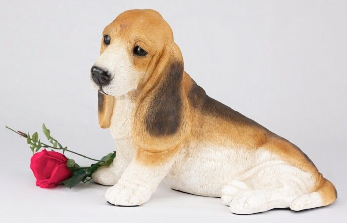 Basset Hound pet dog cremation urn figurine