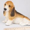 Basset Hound pet dog cremation urn figurine, with ruler