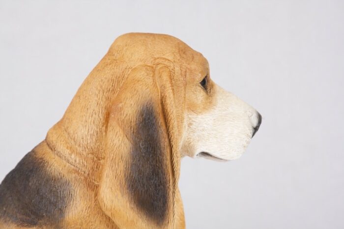 Basset Hound pet dog cremation urn figurine, face