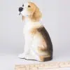 Beagle pet dog cremation urn figurine, with ruler