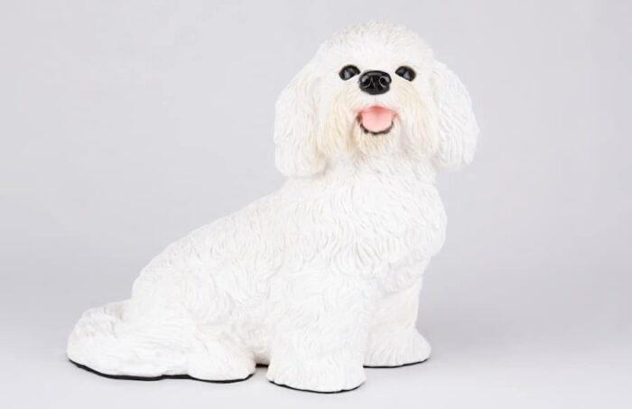 Bichon Frise pet dog cremation urn figurine