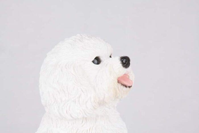 Bichon Frise pet dog cremation urn figurine, face