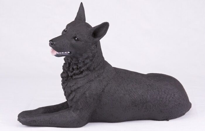 Black German Shepherd pet dog cremation urn figurine