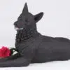 Black German Shepherd pet dog cremation urn figurine